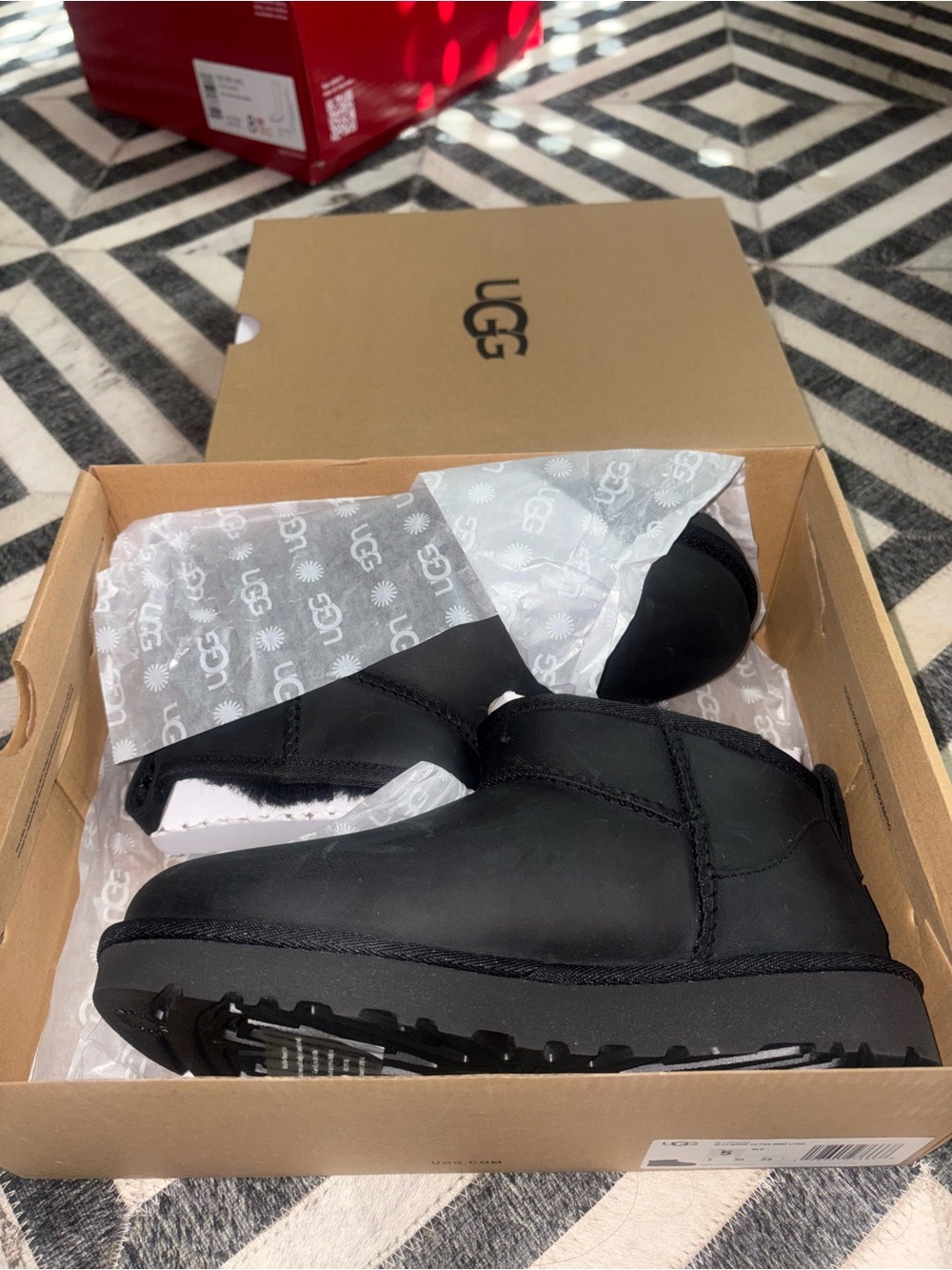UGG Kids Black One-Piece Winter Booties